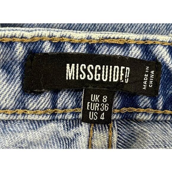 Missguided Wrath Light Wash Straight Leg High Waist Jeans Raw Hem - Picture 6 of 7